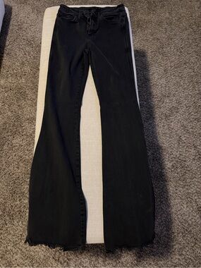 Flying Monkey Black Flare Jeans with Raw Hem